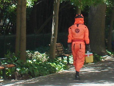 The Man In The Bright-Orange Bio-Hazard Suit by Mandy J Watson, on Flickr